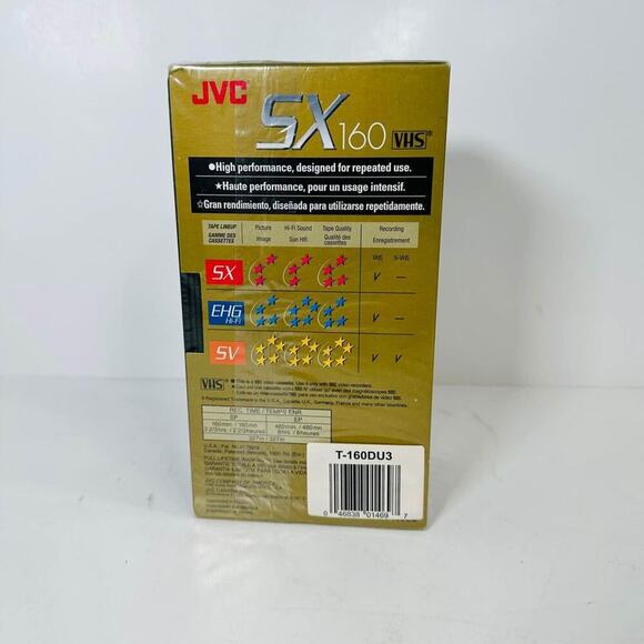 NEW SEALED JVC Blank VHS Tapes SX160 Premium Quality 8 Hour EP Mode Pack Of 3 - Picture 3 of 4